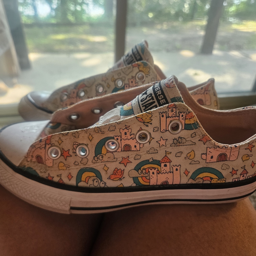 Converse Kids Castle and Rainbow Sneakers - Pink and Cream